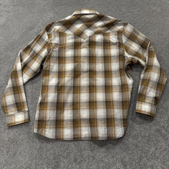 Pendleton Mens XL Frontier Western Snap Button Plaid Shirt Brown Tan Long Sleeve - Picture 10 of 10